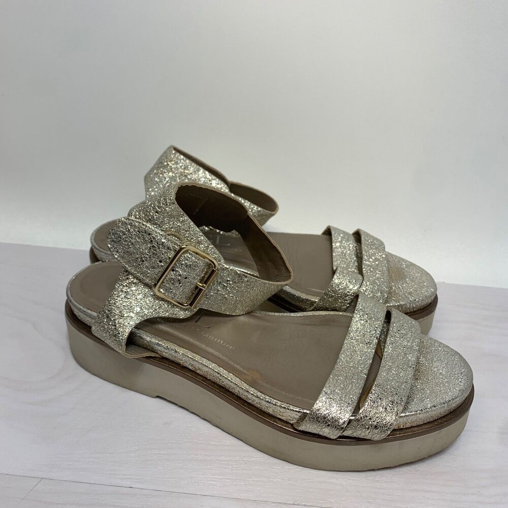 AGL‎ Attilio Giusti Leombruni Strap Silver Metallic Platform Sandals 38.5 US 8.5